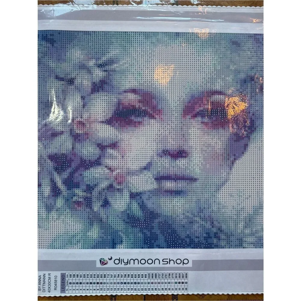 Anna Floral Portrait Diamond Painting Kit in Purple, Pink, Blue